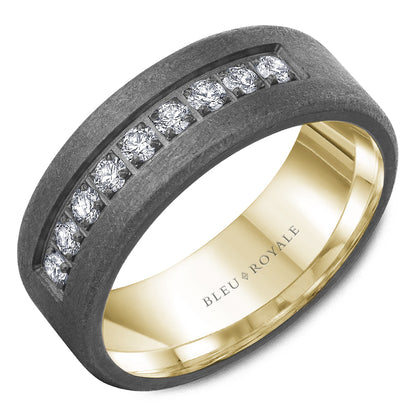 8.00mm Bleu Royale Wedding Band in 14k/Tantalum
