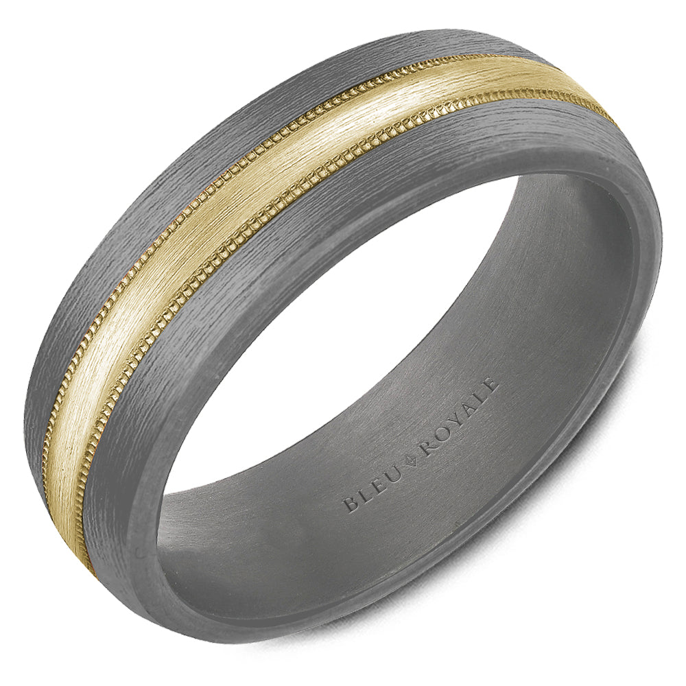7.00mm Bleu Royale Wedding Band in 14k/Tantalum