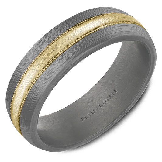 7.00mm Bleu Royale Wedding Band in 14k/Tantalum