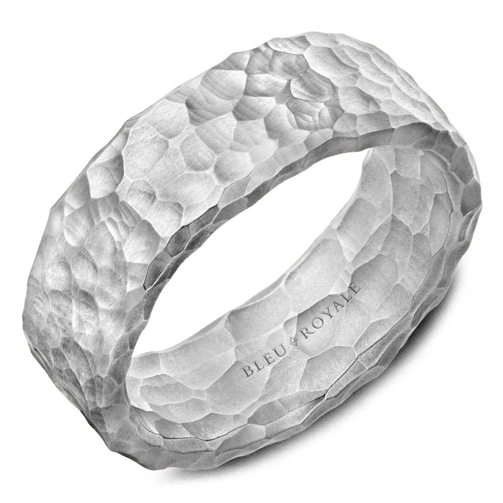 8.00mm Bleu Royale Wedding Band in White Gold