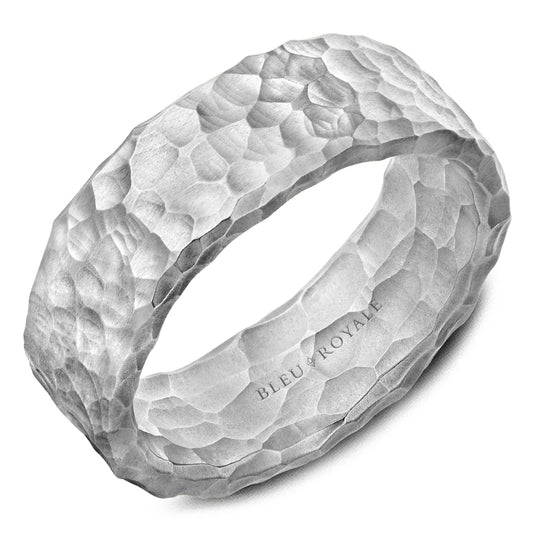 8.00mm Bleu Royale Wedding Band in White Gold