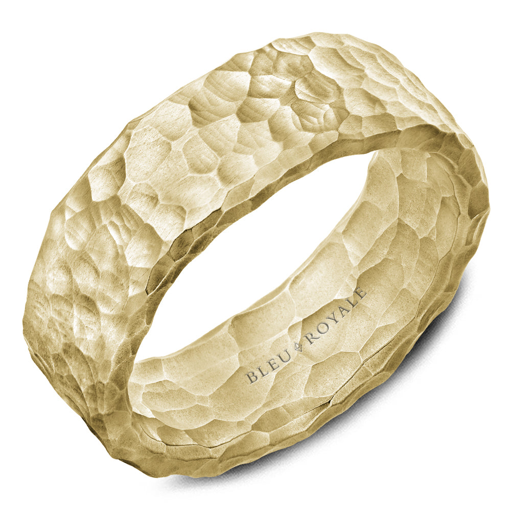 8.00mm Bleu Royale Wedding Band in Yellow Gold