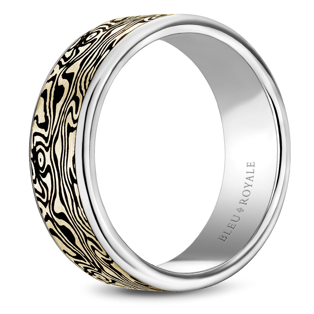 8.00mm Bleu Royale Wedding Band in Y&W Gold