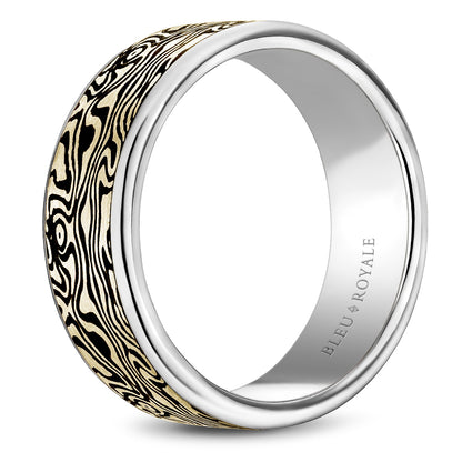 8.00mm Bleu Royale Wedding Band in Y&W Gold