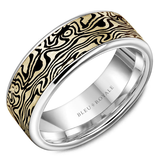 8.00mm Bleu Royale Wedding Band in Y&W Gold