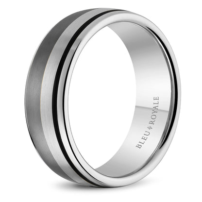 7.50mm Bleu Royale Wedding Band in 14k/Tantalum/Enamel