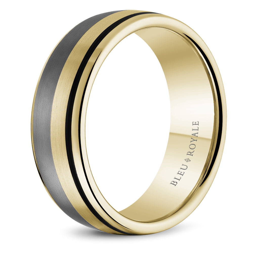 7.50mm Bleu Royale Wedding Band in 14k/Tantalum/Enamel
