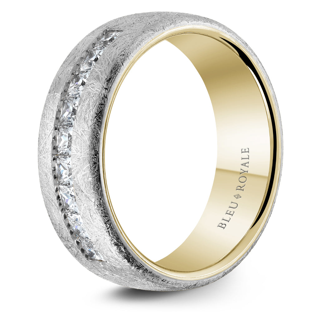 7.50mm Bleu Royale Wedding Band in W&Y Gold With 9 PR, TCW 0.9ct