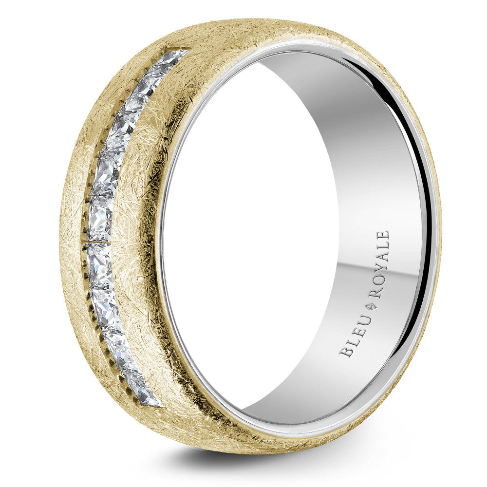 7.50mm Bleu Royale Wedding Band in Y&W Gold With 9 PR, TCW 0.9ct