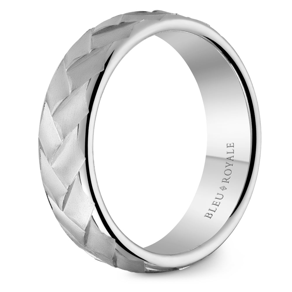 6.50mm Bleu Royale Wedding Band in White Gold