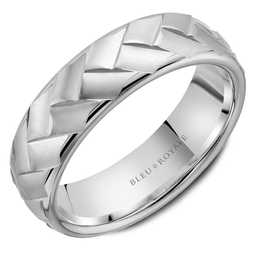 6.50mm Bleu Royale Wedding Band in White Gold