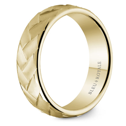 6.50mm Bleu Royale Wedding Band in Yellow Gold