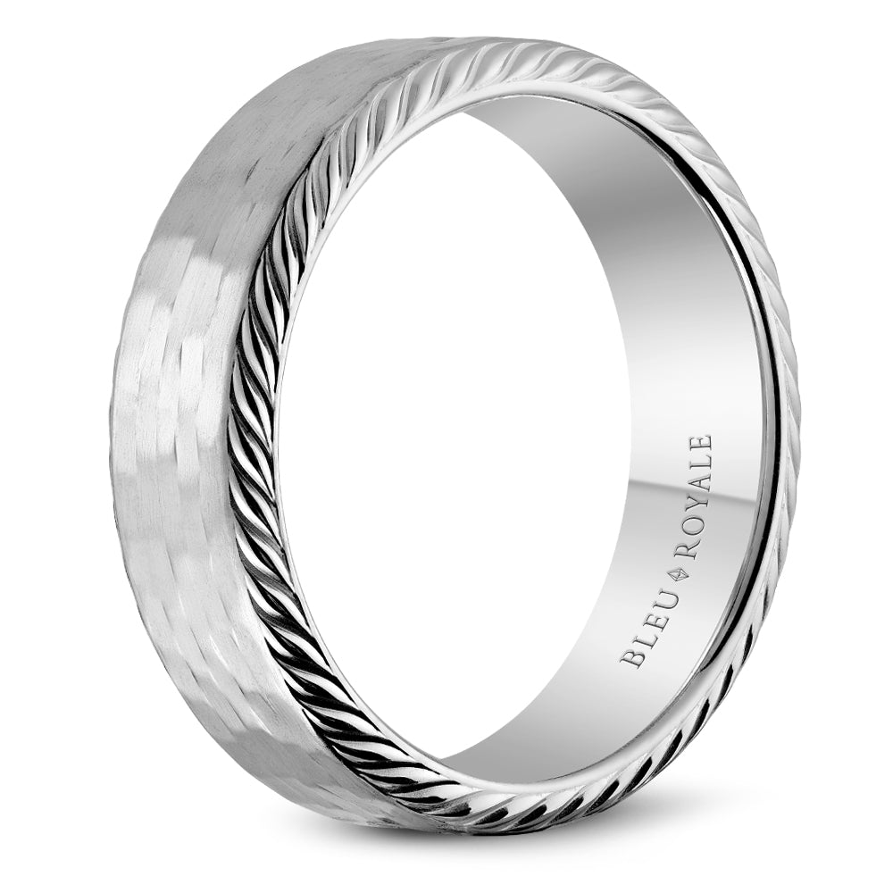 6.50mm Bleu Royale Wedding Band in White Gold
