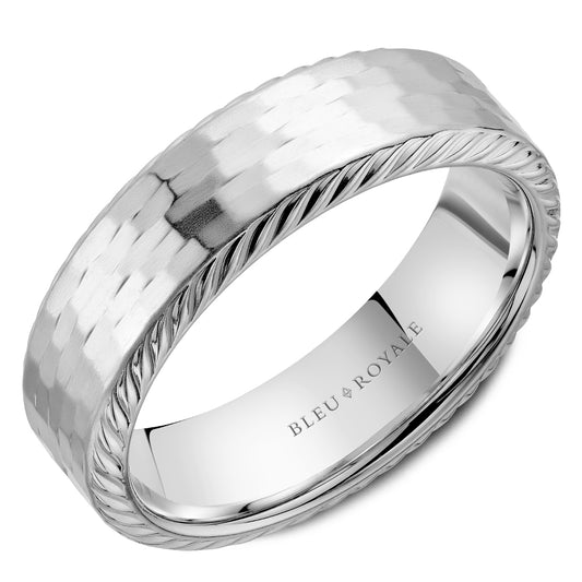 6.50mm Bleu Royale Wedding Band in White Gold