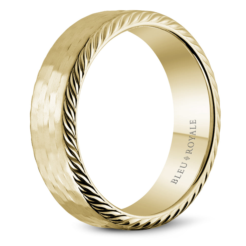 6.50mm Bleu Royale Wedding Band in Yellow Gold