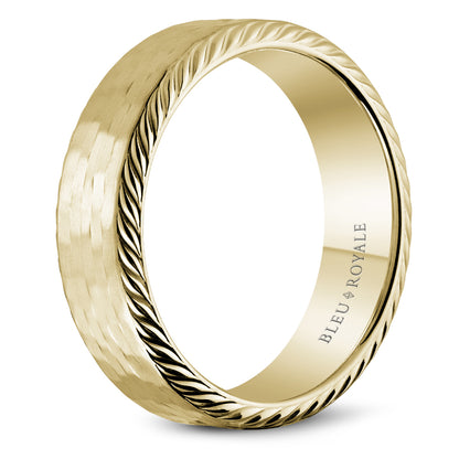 6.50mm Bleu Royale Wedding Band in Yellow Gold