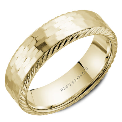 6.50mm Bleu Royale Wedding Band in Yellow Gold