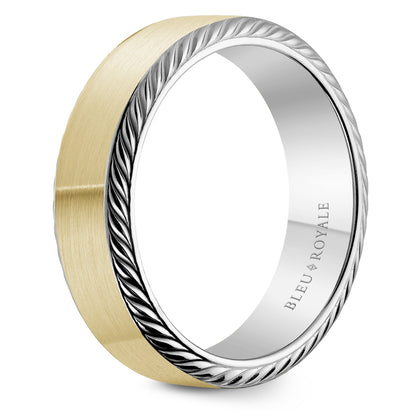 6.50mm Bleu Royale Wedding Band in Y&W Gold