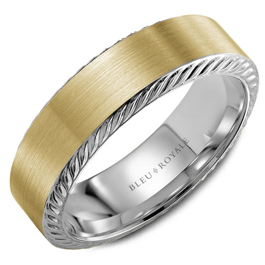 6.50mm Bleu Royale Wedding Band in Y&W Gold