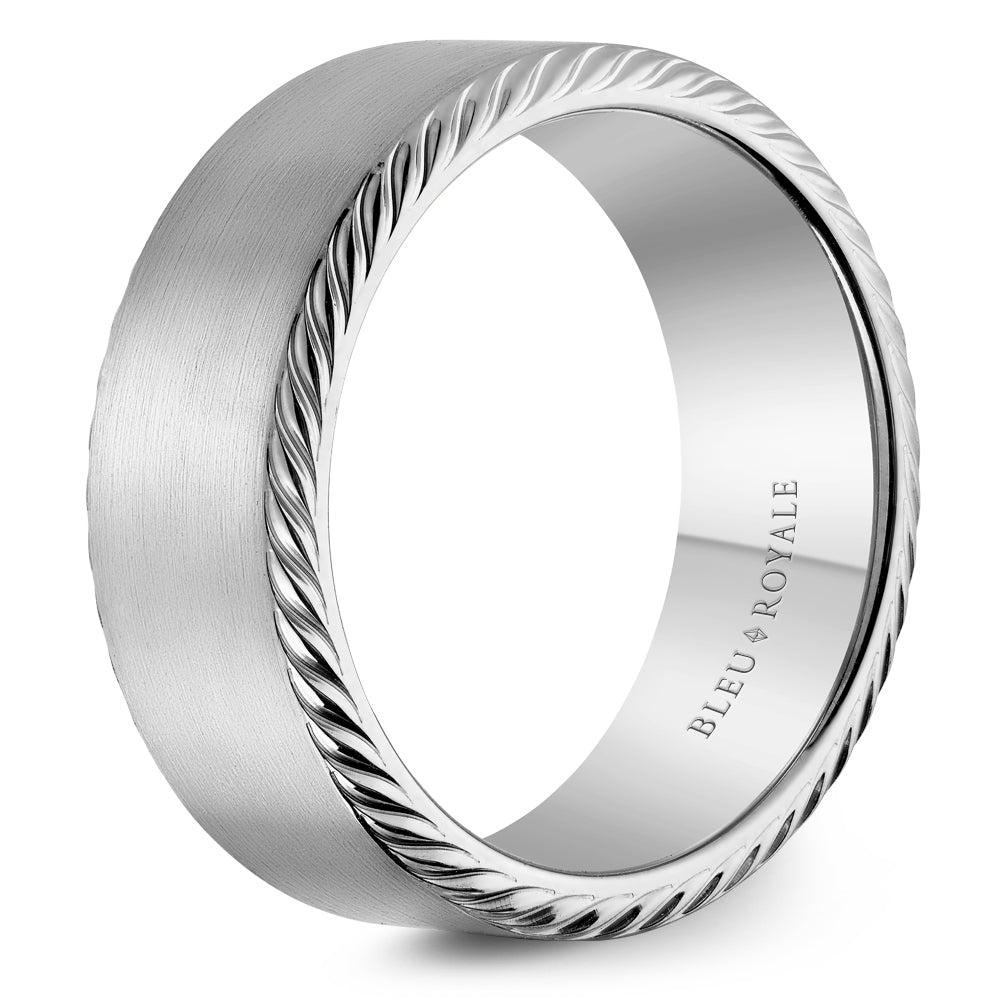 8.50mm Bleu Royale Wedding Band in White Gold