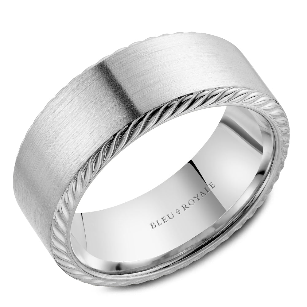 8.50mm Bleu Royale Wedding Band in White Gold