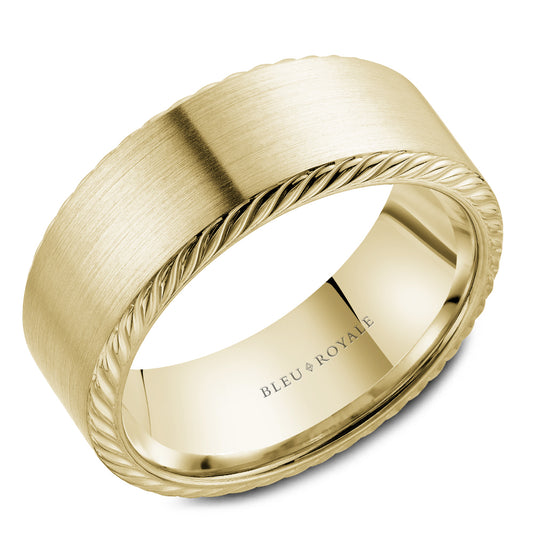 8.50mm Bleu Royale Wedding Band in Yellow Gold