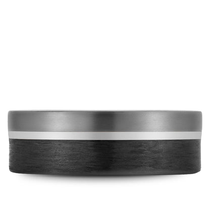 7.50mm Bleu Royale Wedding Band in 14k/Forged Carbon Fiber/Tantalum