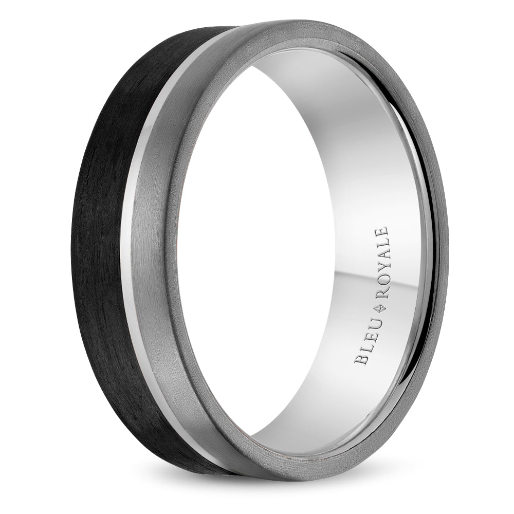 7.50mm Bleu Royale Wedding Band in 14k/Forged Carbon Fiber/Tantalum