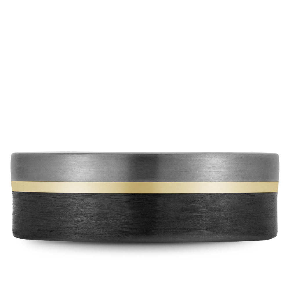 7.50mm Bleu Royale Wedding Band in 14k/Forged Carbon Fiber/Tantalum