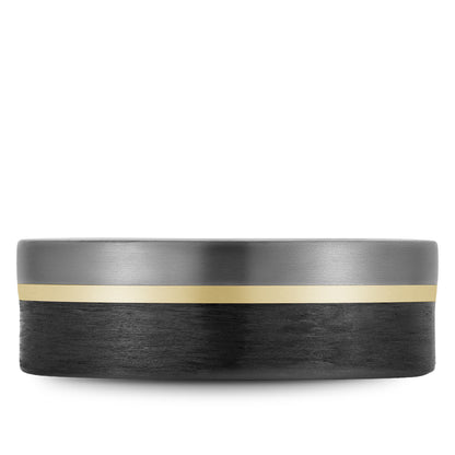 7.50mm Bleu Royale Wedding Band in 14k/Forged Carbon Fiber/Tantalum