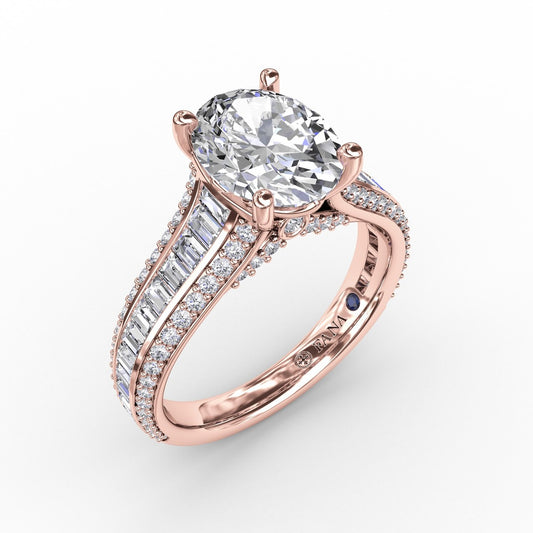 Striking Baguette and Pavé Engagement Ring