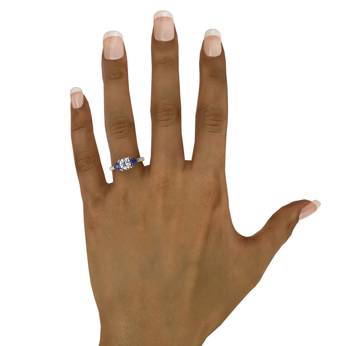 Elegant Pear Sidestone Ring in Sapphire
