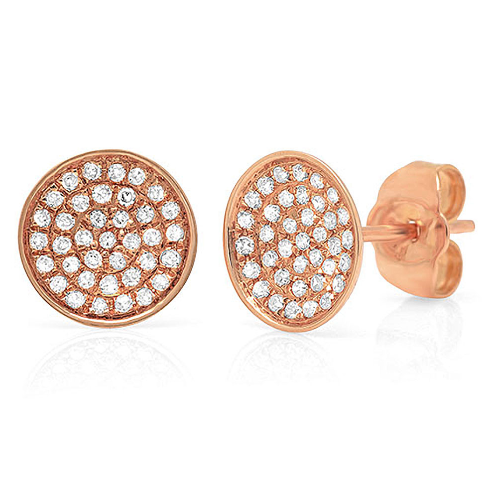 0.19Ct 14K R/G Diamond Pave Circle Stud Earring