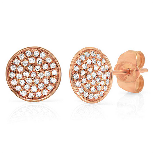 0.19Ct 14K R/G Diamond Pave Circle Stud Earring