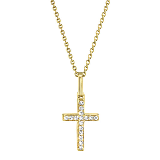 0.06Ct 14K Y/G Diamond Cross Necklace