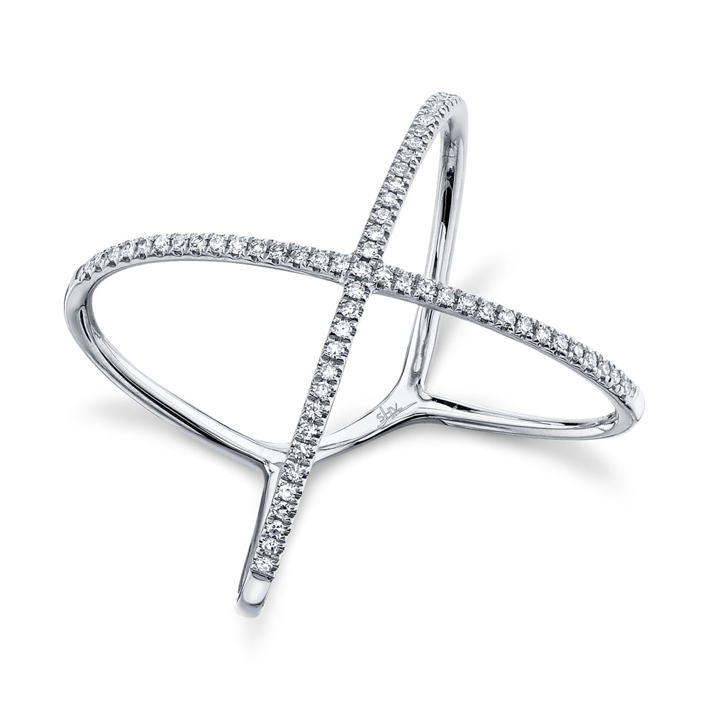 0.18Ct 14K W/G Diamond Lady's "X" Ring