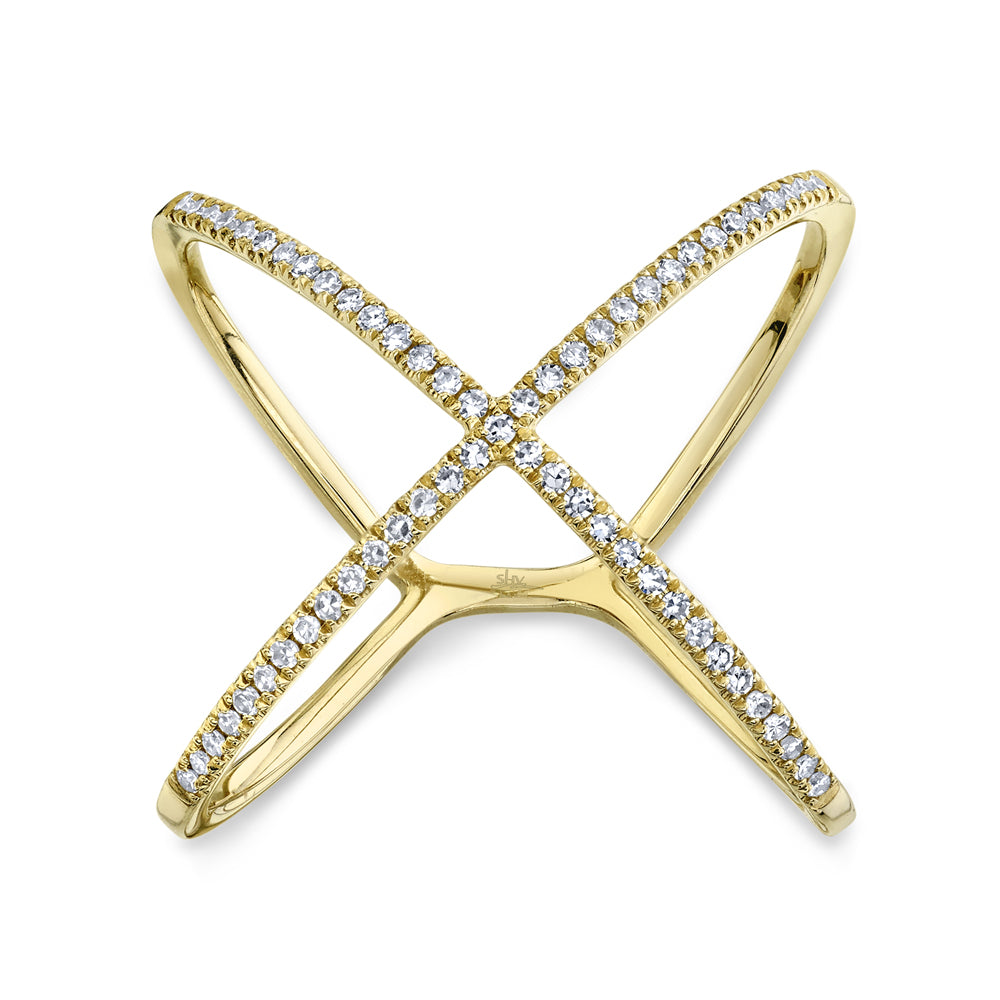 0.18Ct 14K Y/G Diamond Lady's "X" Ring