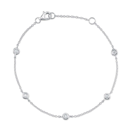 0.13Ct 14K W/G 7" Diamonds By The Yard Bracelet