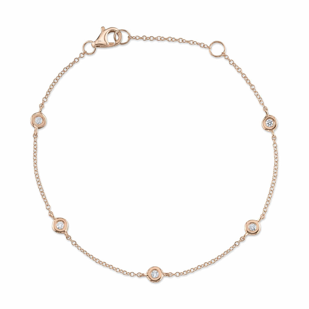 0.13Ct 14K R/G 7" Diamonds By The Yard Bracelet