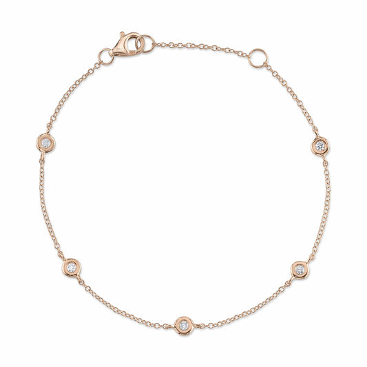 0.13Ct 14K R/G 7" Diamonds By The Yard Bracelet