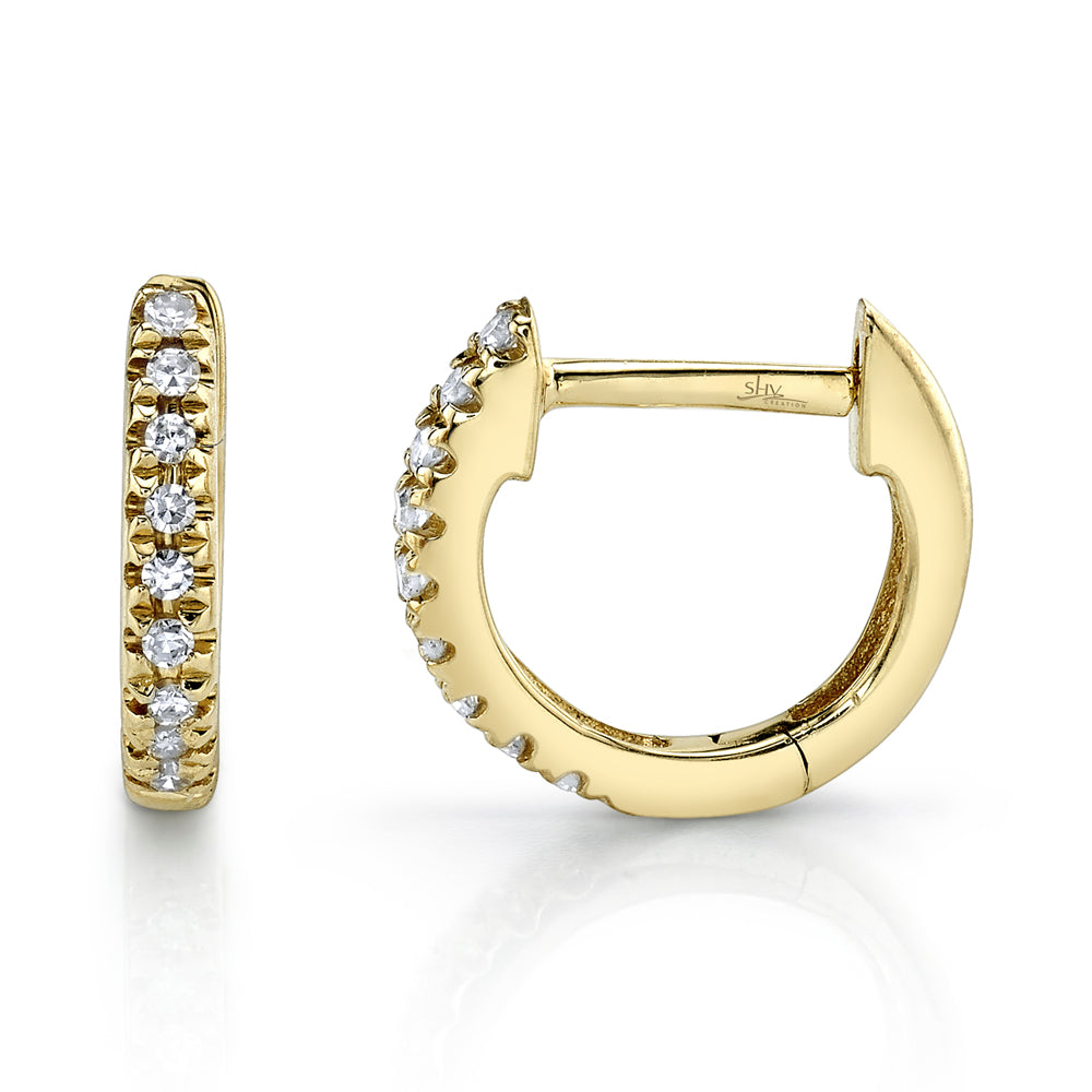 0.04Ct 14K Y/G Diamond Mini Huggie Earring