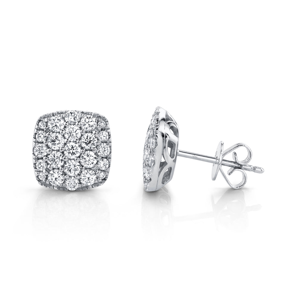 1.10Ct 14K W/G Diamond Pave Stud Earring