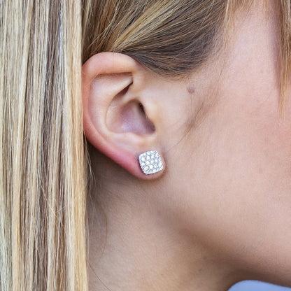1.10Ct 14K W/G Diamond Pave Stud Earring