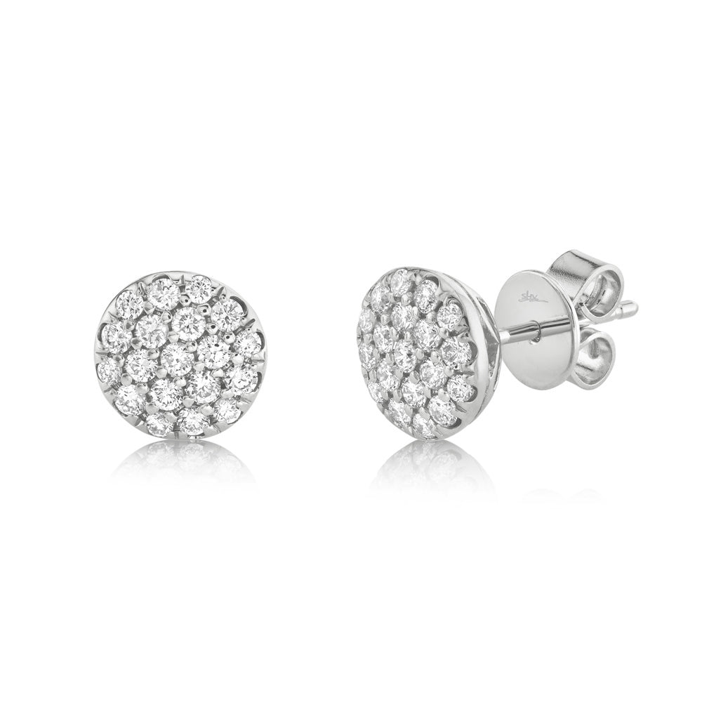 0.48Ct 14K W/G Diamond Pave Circle Stud Earring