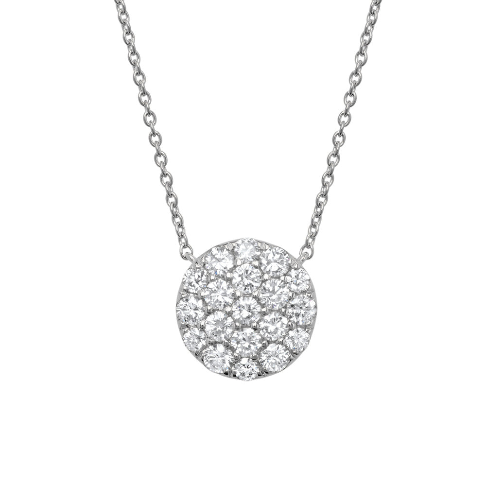 0.99Ct 14K W/G Diamond Pave Circle Necklace