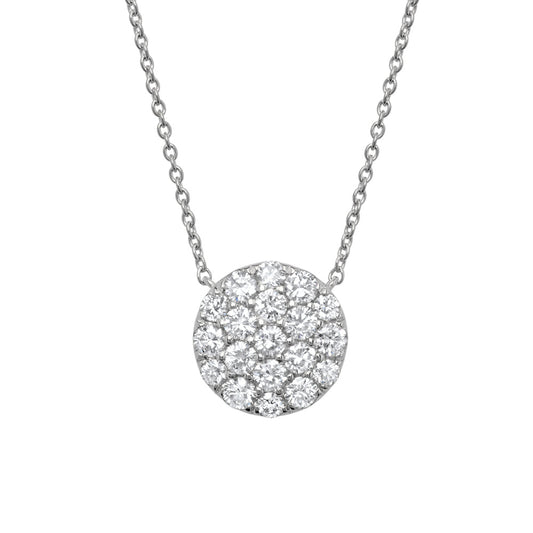 0.99Ct 14K W/G Diamond Pave Circle Necklace