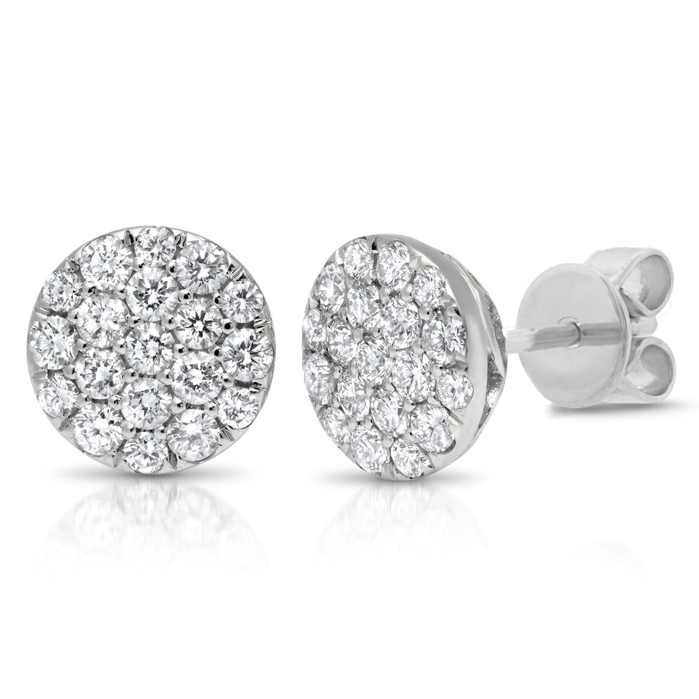 1.01Ct 14K W/G Diamond Pave Circle Stud Earring