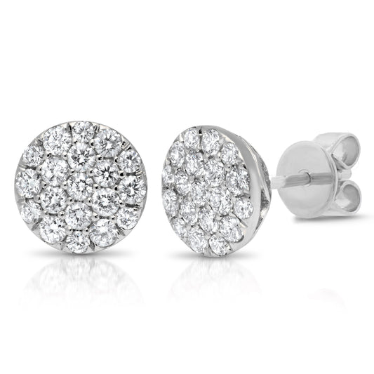 1.01Ct 14K W/G Diamond Pave Circle Stud Earring