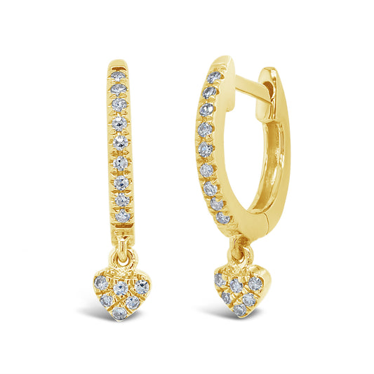 0.08Ct 14K Y/G Diamond Pave Heart Huggie Earring