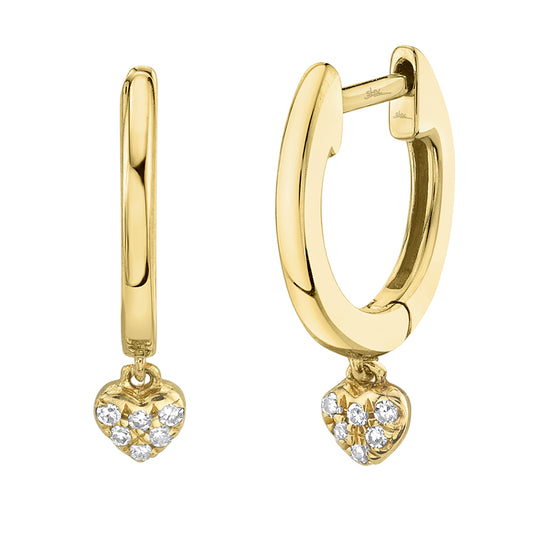 0.04Ct 14K Y/G Diamond Pave Heart Huggie Earring